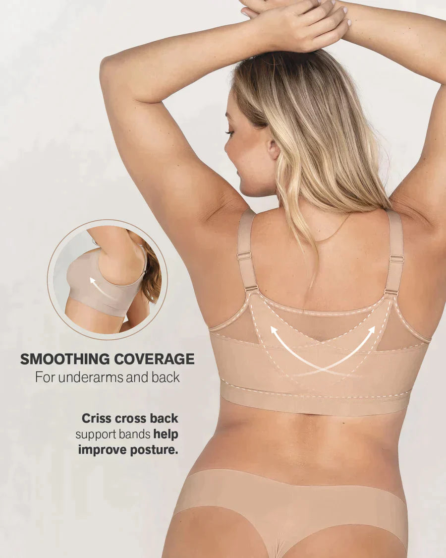 Helen Bra-Front Closure Posture Wireless Back Support Full Coverage Bra  (BUY 1 GET 2 FREE)-White - Woobilly