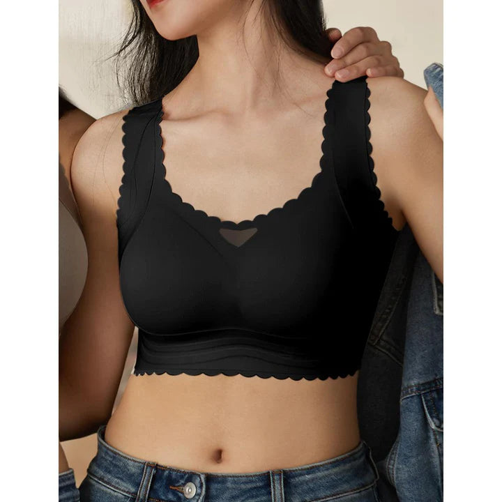 Scalloped Design Natural Uplift Adjustment Bra For Cup - Woobilly