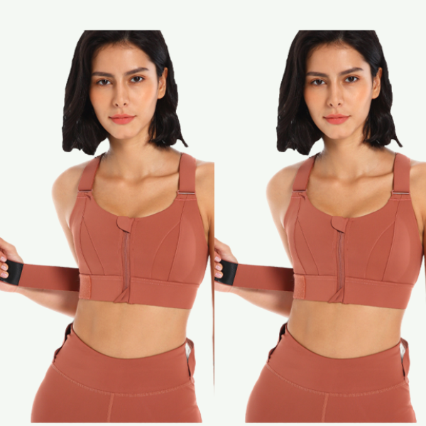 Zipper Adjustable Sports Bra For Women, High Impact Zip Front