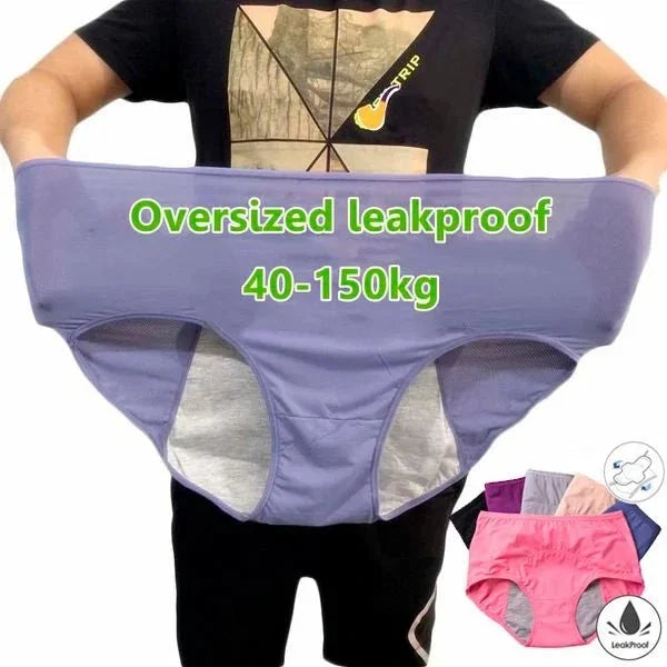 4 Pack High Waist Leak Proof Panties, Plus Size Leakproof Panties